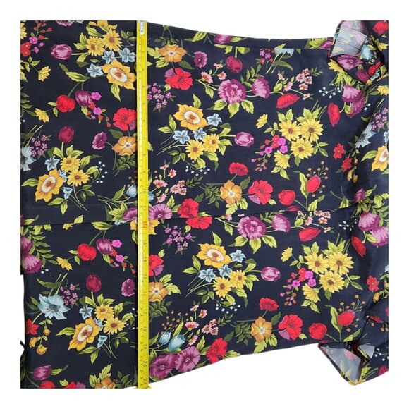 Alice & Olivia Floral Shirt Dress Womens Medium M Black Ruffle Sleeve Work CC13D - Picture 8 of 11